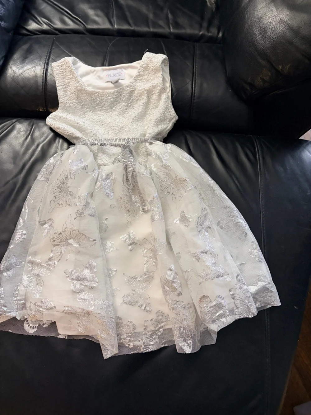 Sparkling White Butterfly Tulle Dress